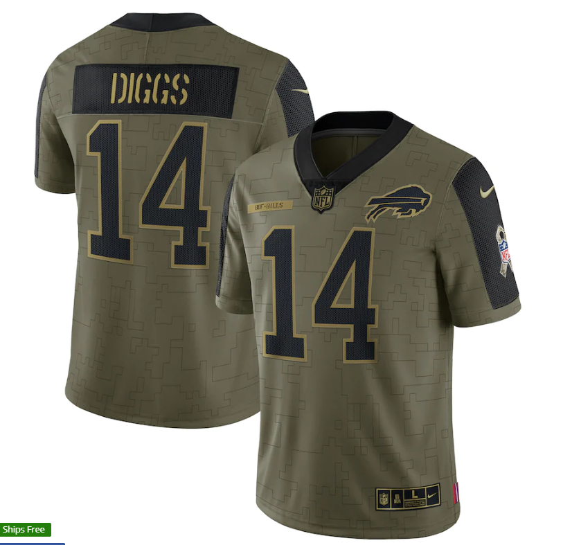 Men's Buffalo Bills #14 Stefon Diggs 2021 Olive Salute To Service Limited Stitched